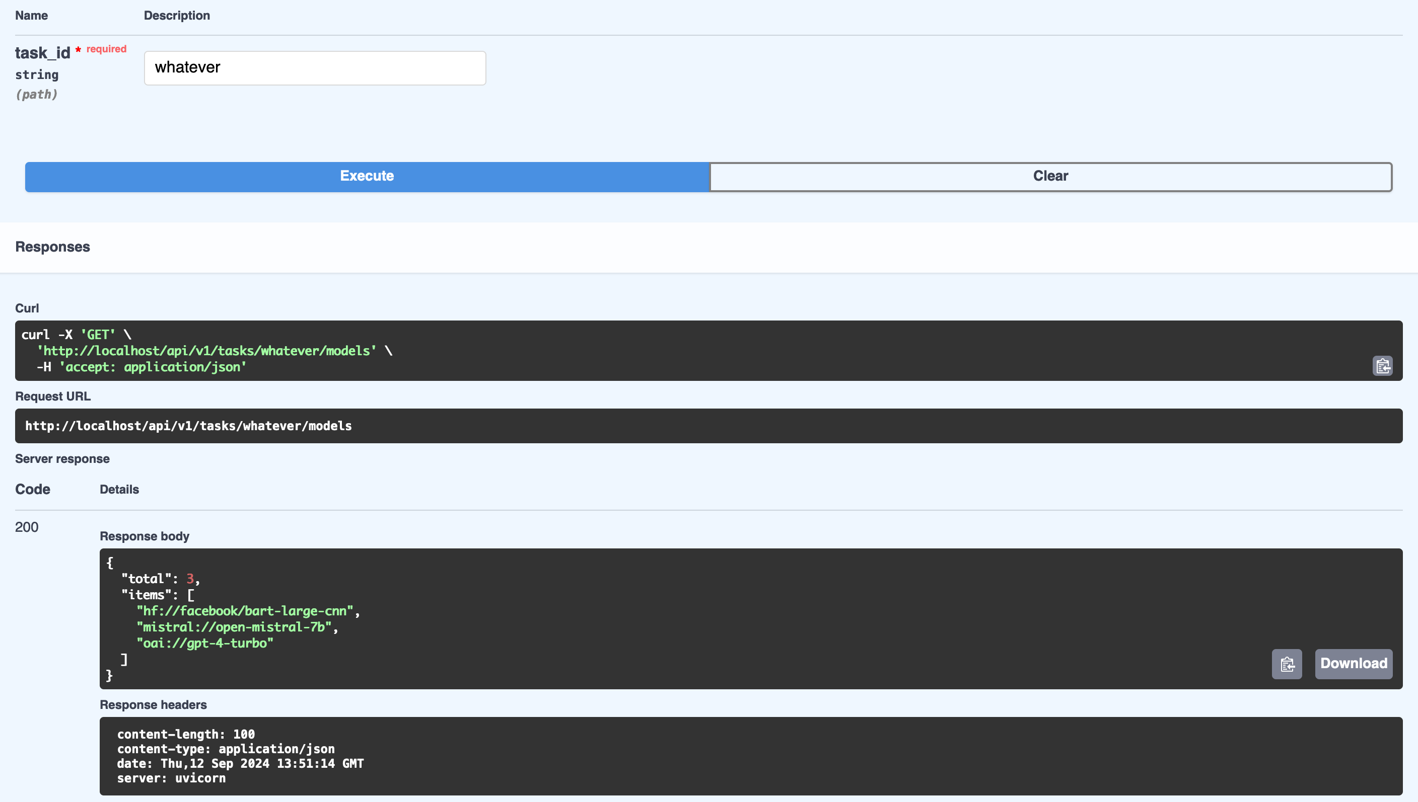 Docs API response